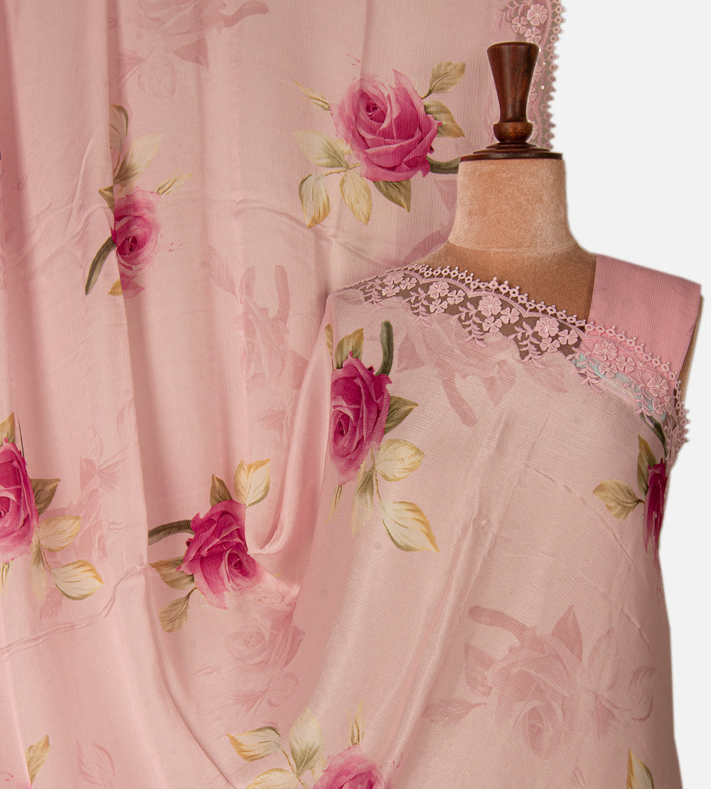 Pink Chiffon Saree