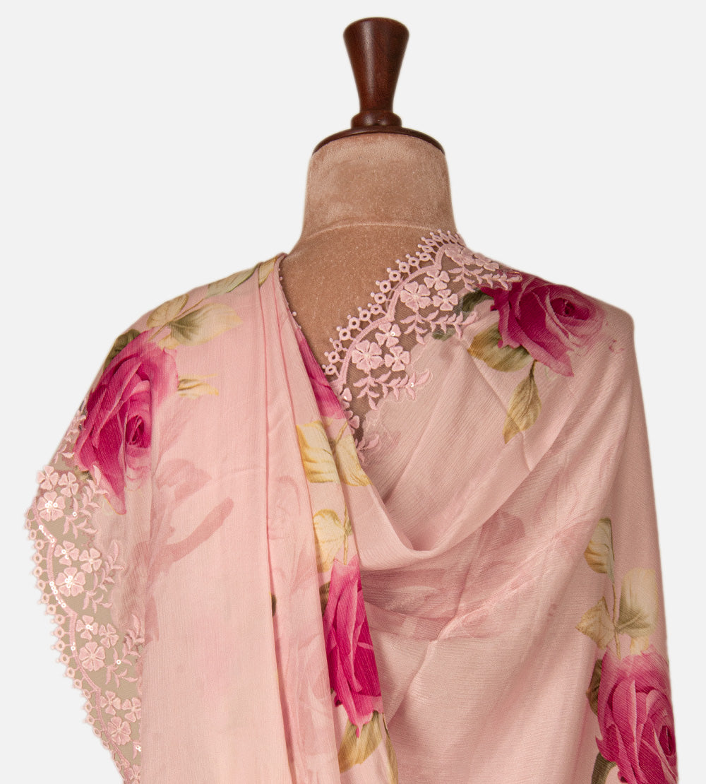 Pink Chiffon Saree