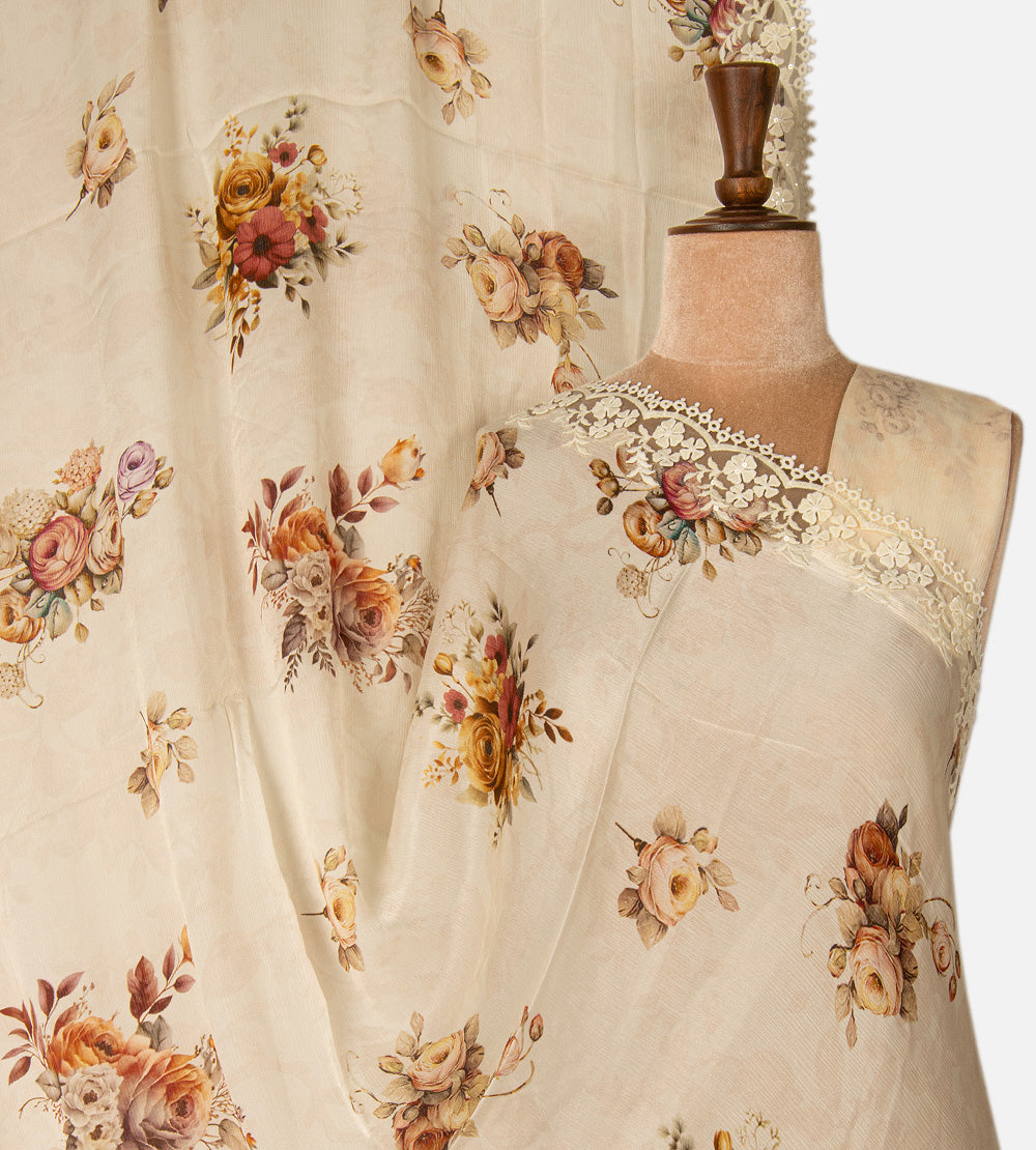 Deep Creme Chiffon Saree