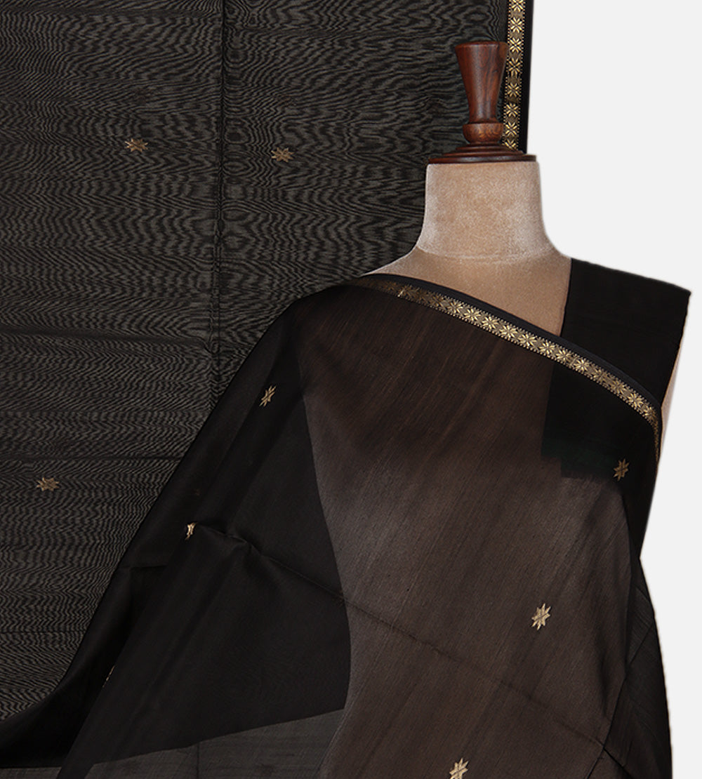 Black Maheshwari Cotton Saree