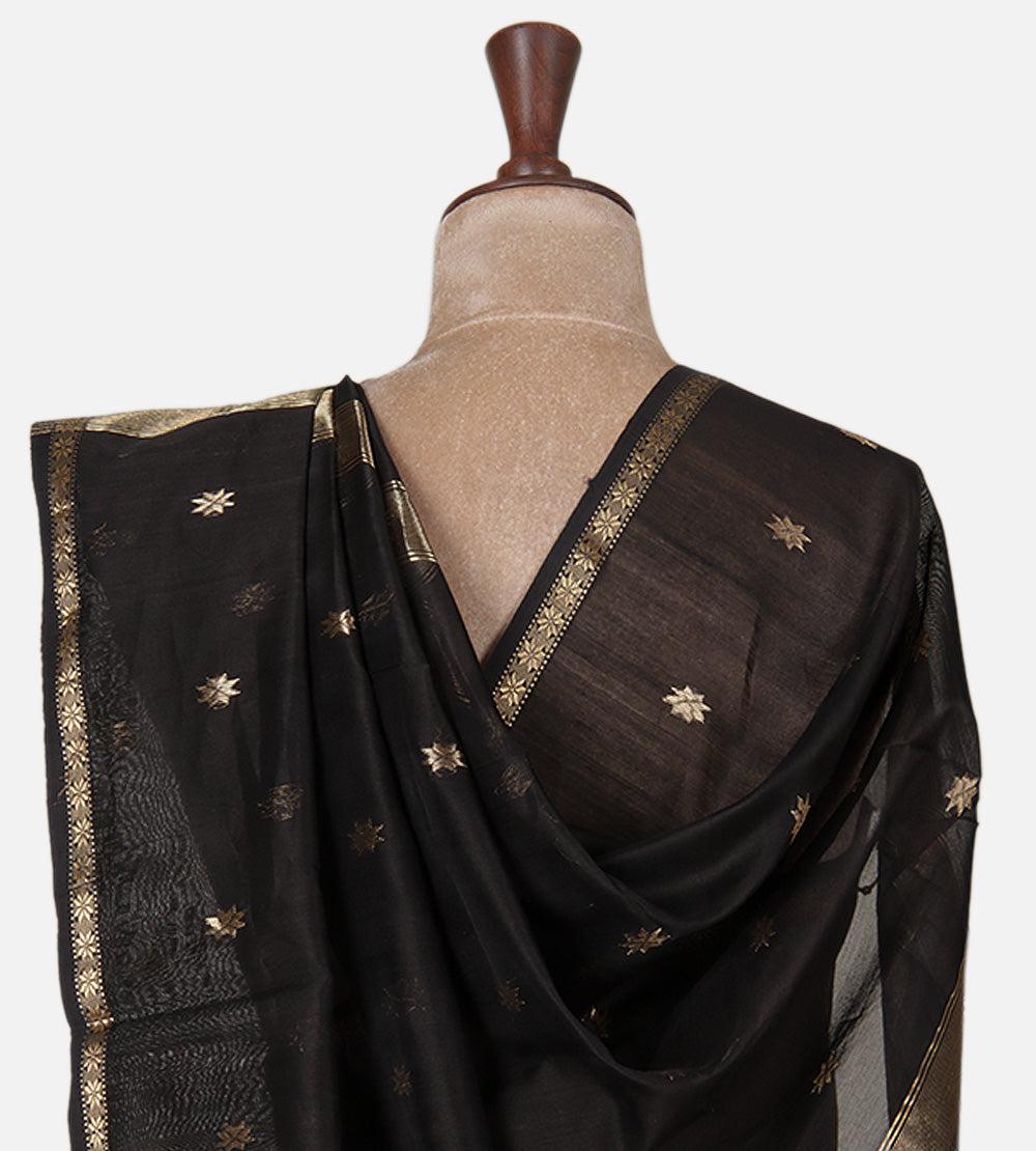 Black Maheshwari Cotton Saree