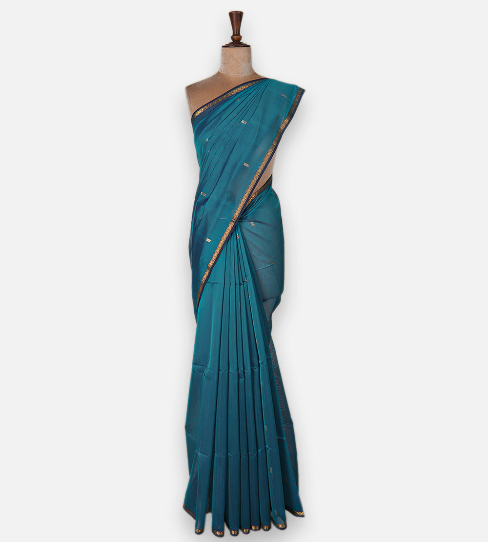 Blue Maheshwari Cotton Saree