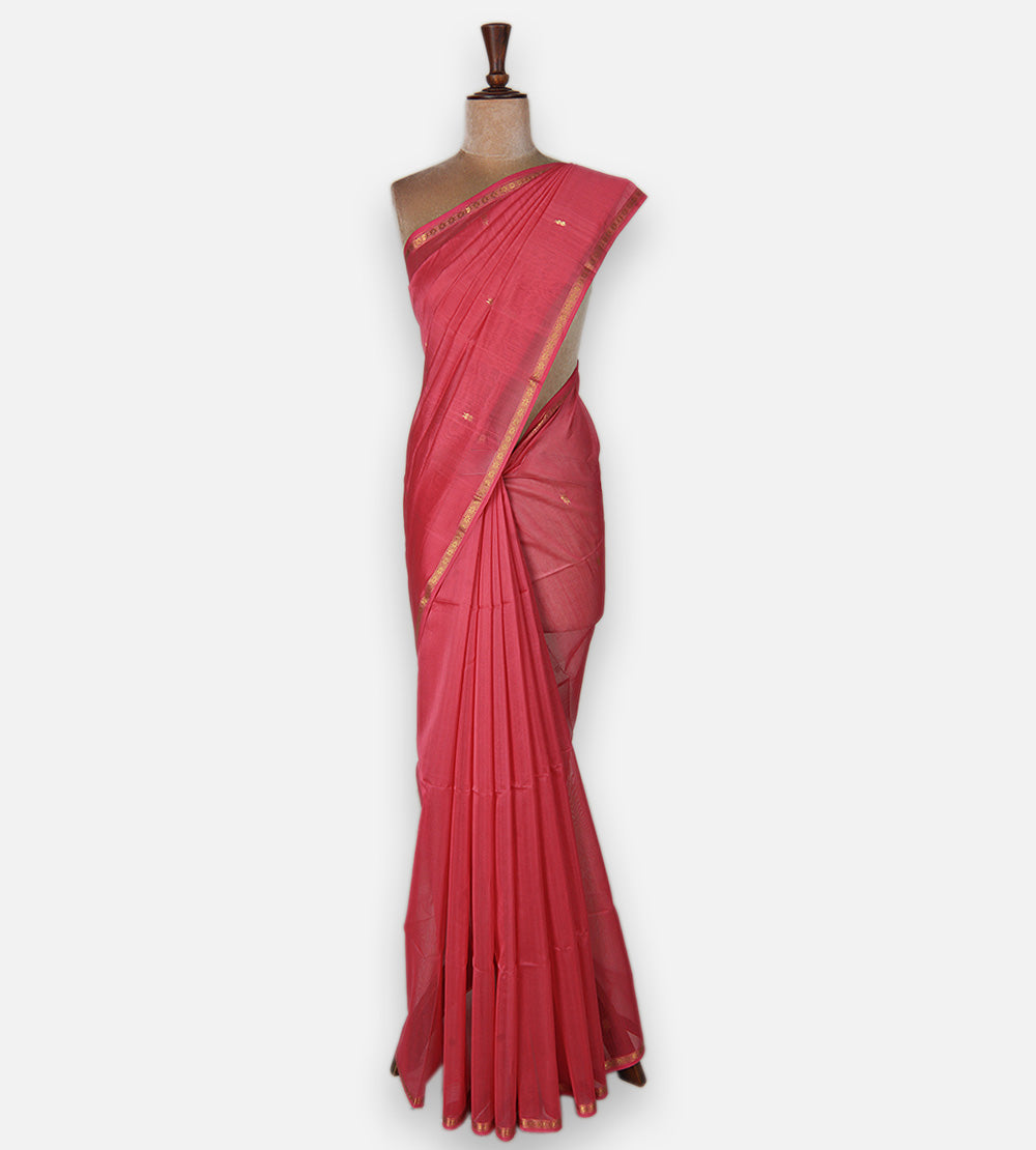 Pink Maheshwari Cotton Saree