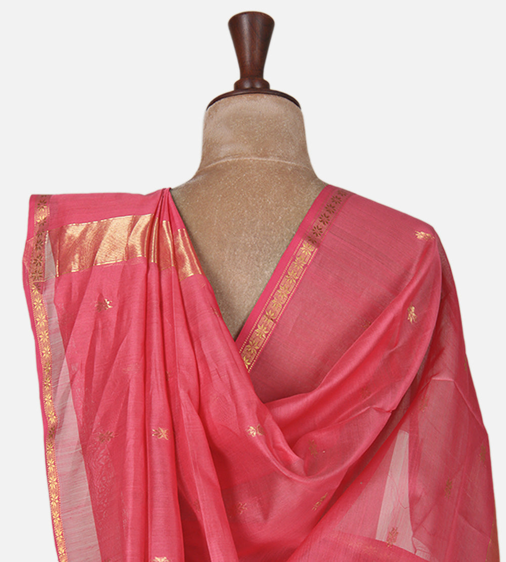Pink Maheshwari Cotton Saree