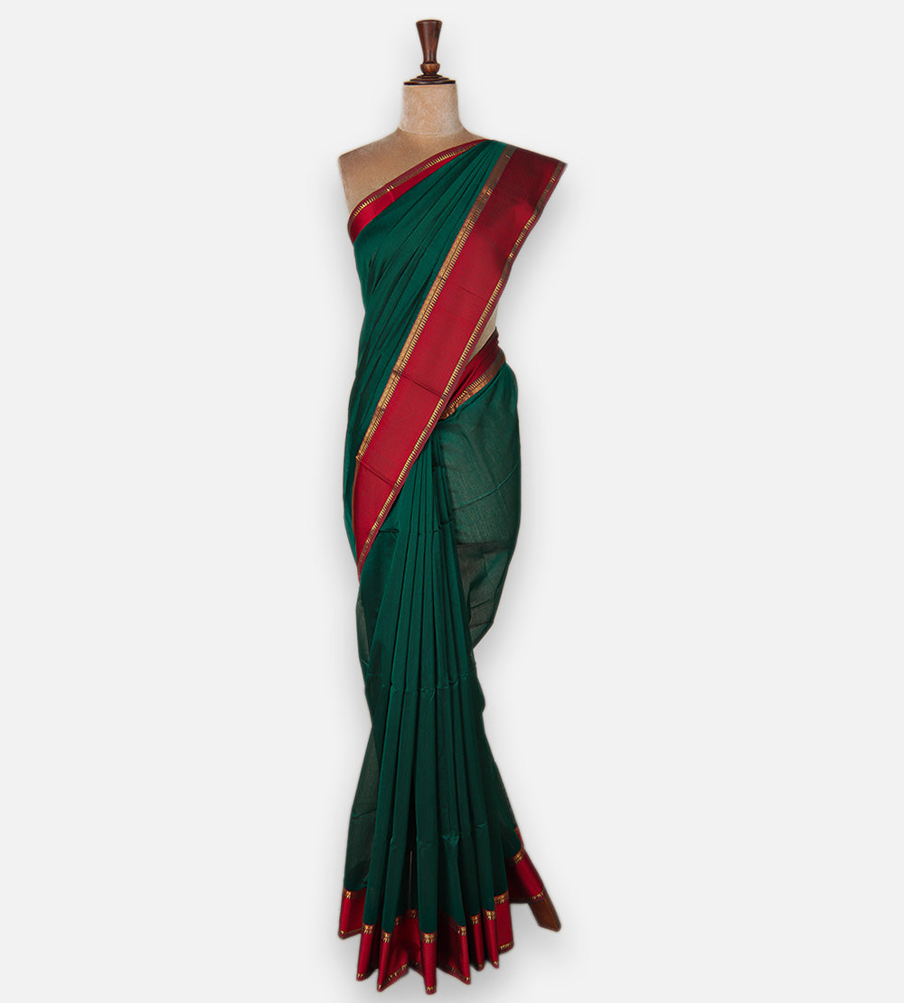 Deep Teal Maheshwari Cotton Saree