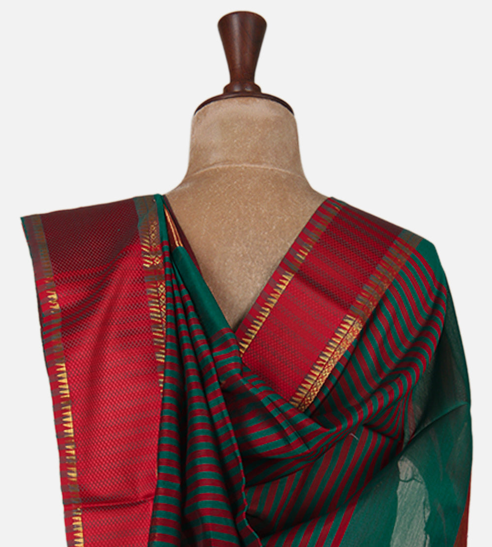 Deep Teal Maheshwari Cotton Saree
