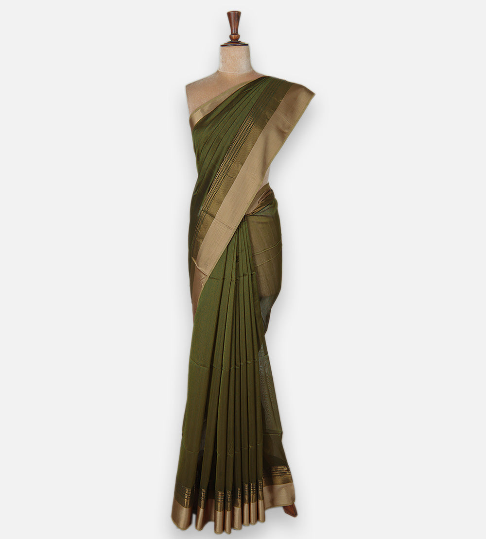 Green Maheshwari Cotton Saree