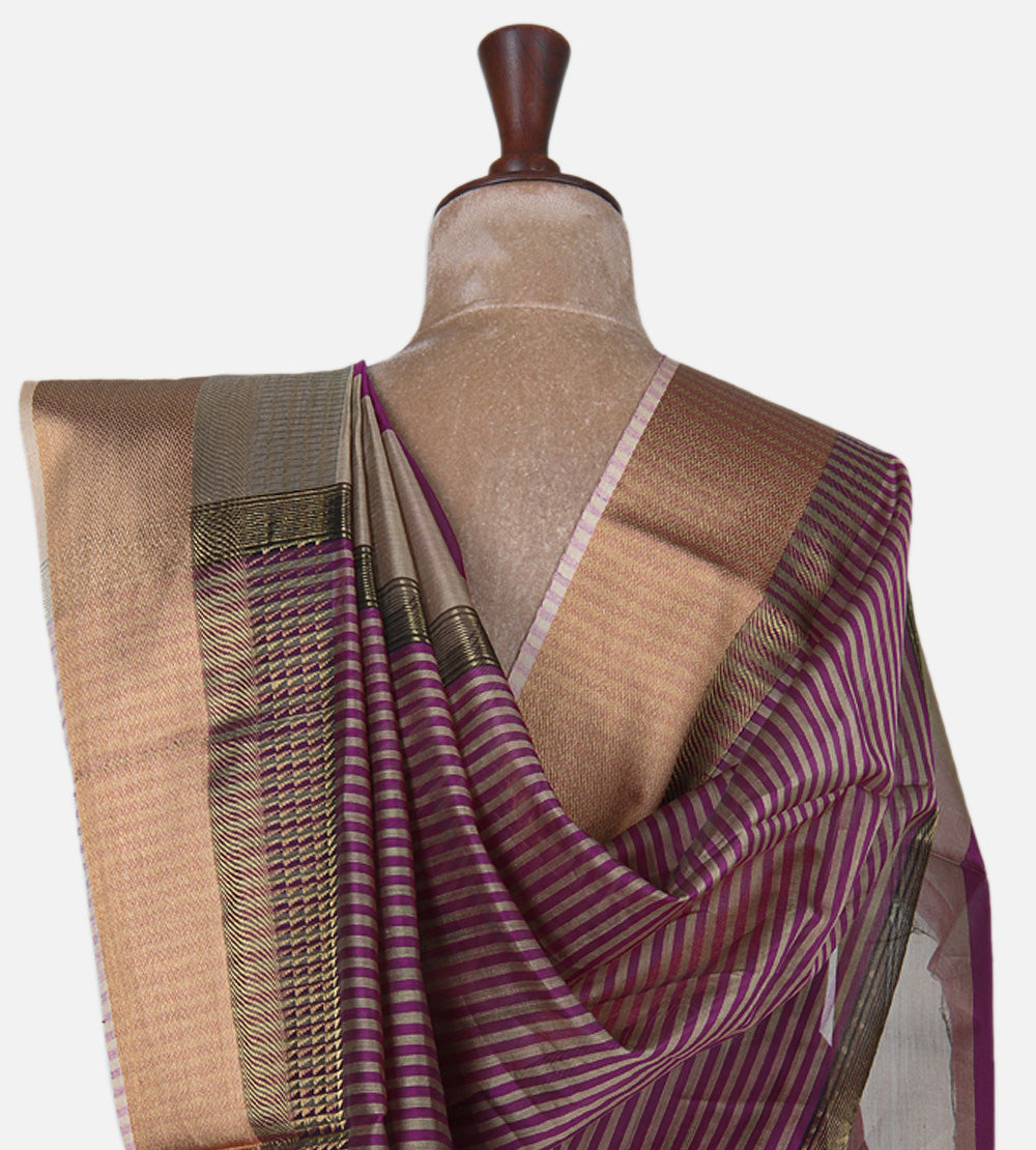Purple Maheshwari Cotton Saree