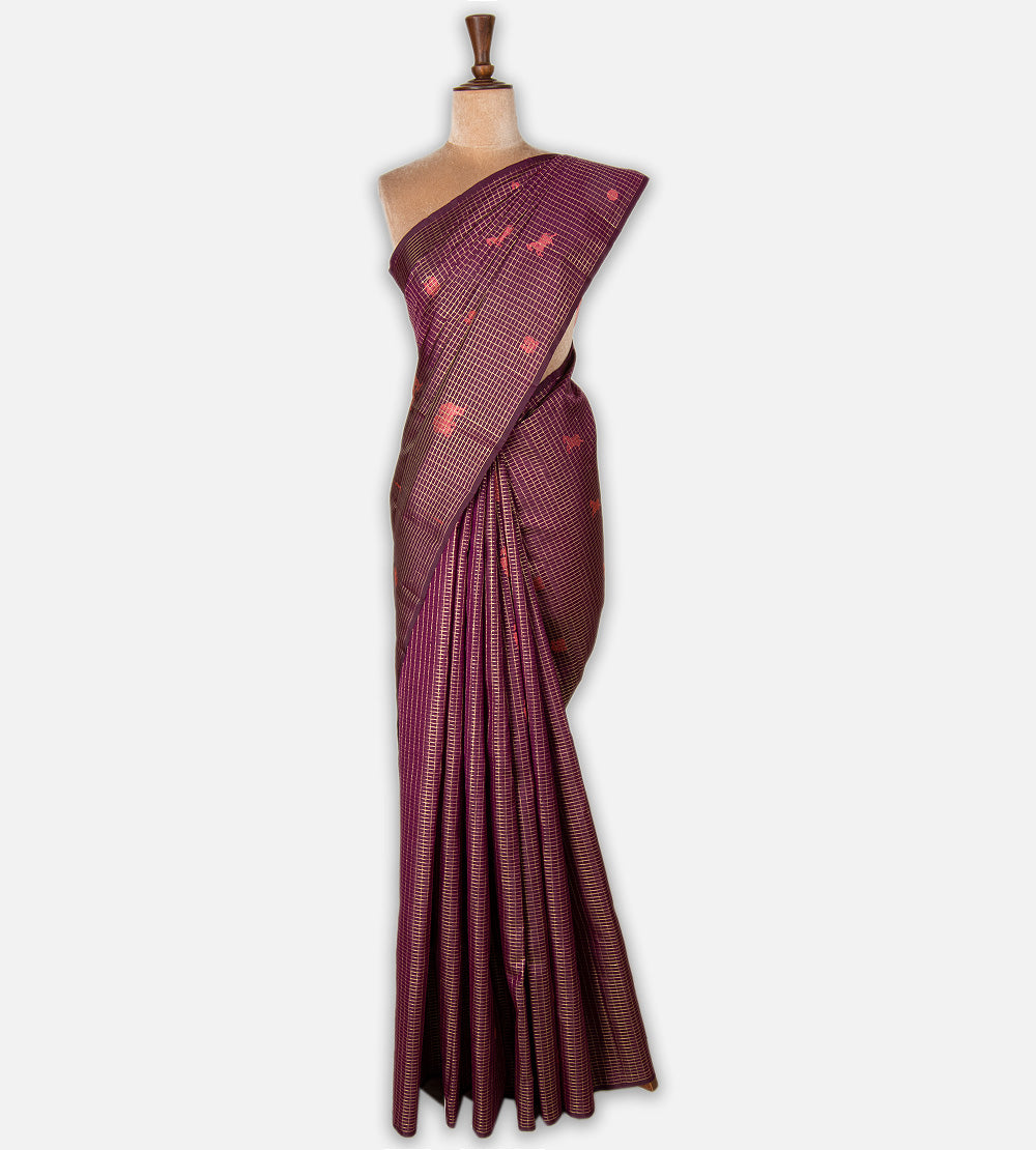 Burgundy Purple Kanchipuram Silk Saree