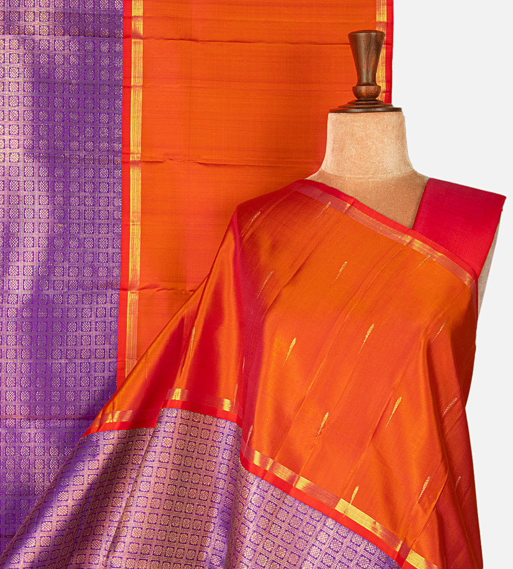Purple Muppagam Kanchipuram Silk Saree