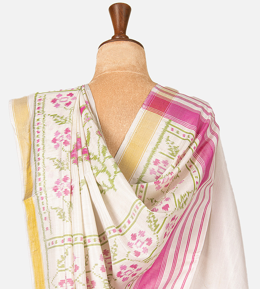 Off-White Patola Silk Saree