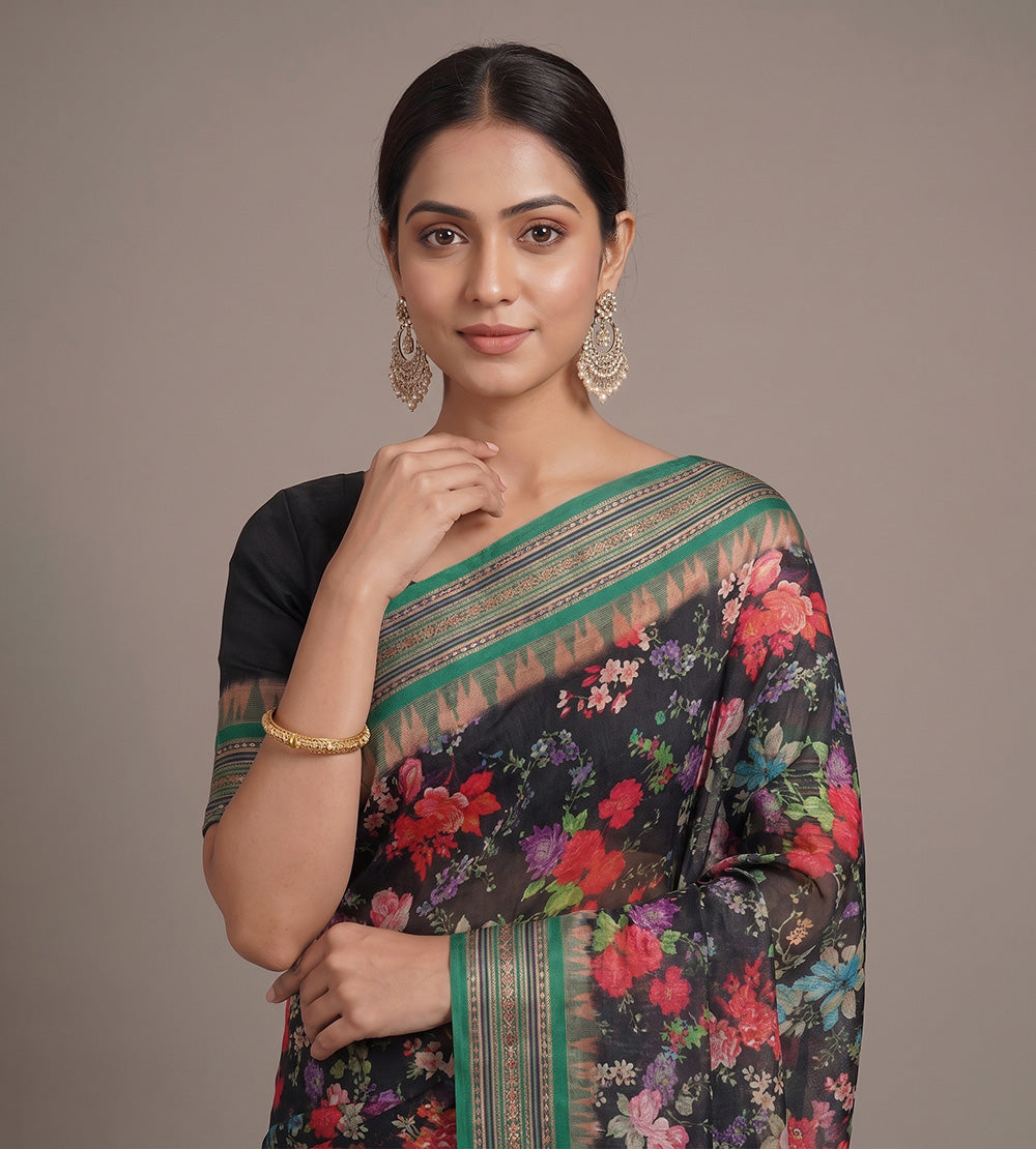 Black Vidharba Tussar Saree