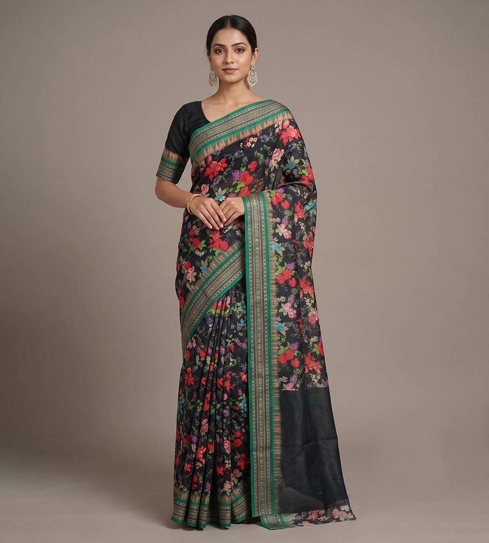 Black Vidharba Tussar Saree