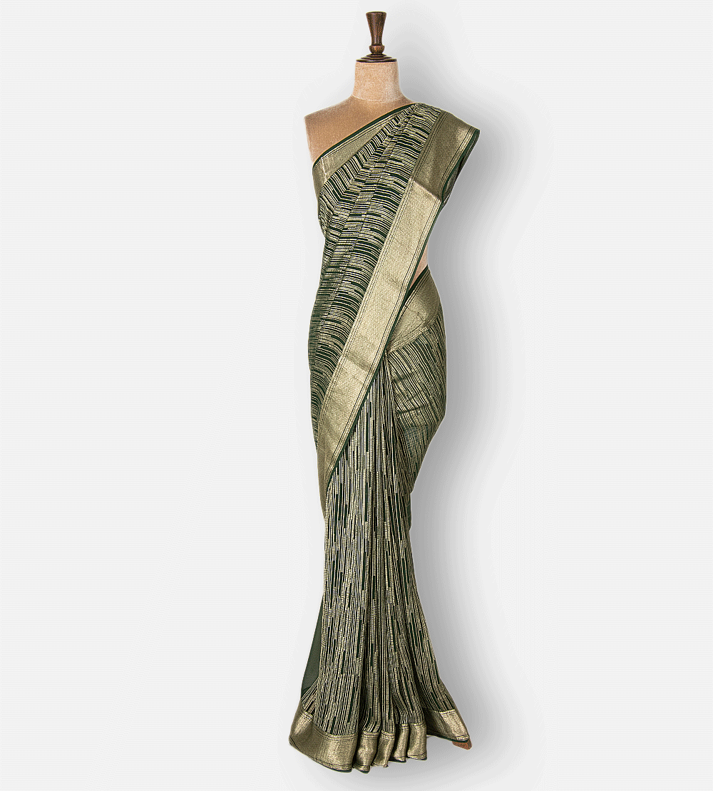Green Mysore Crepe Saree