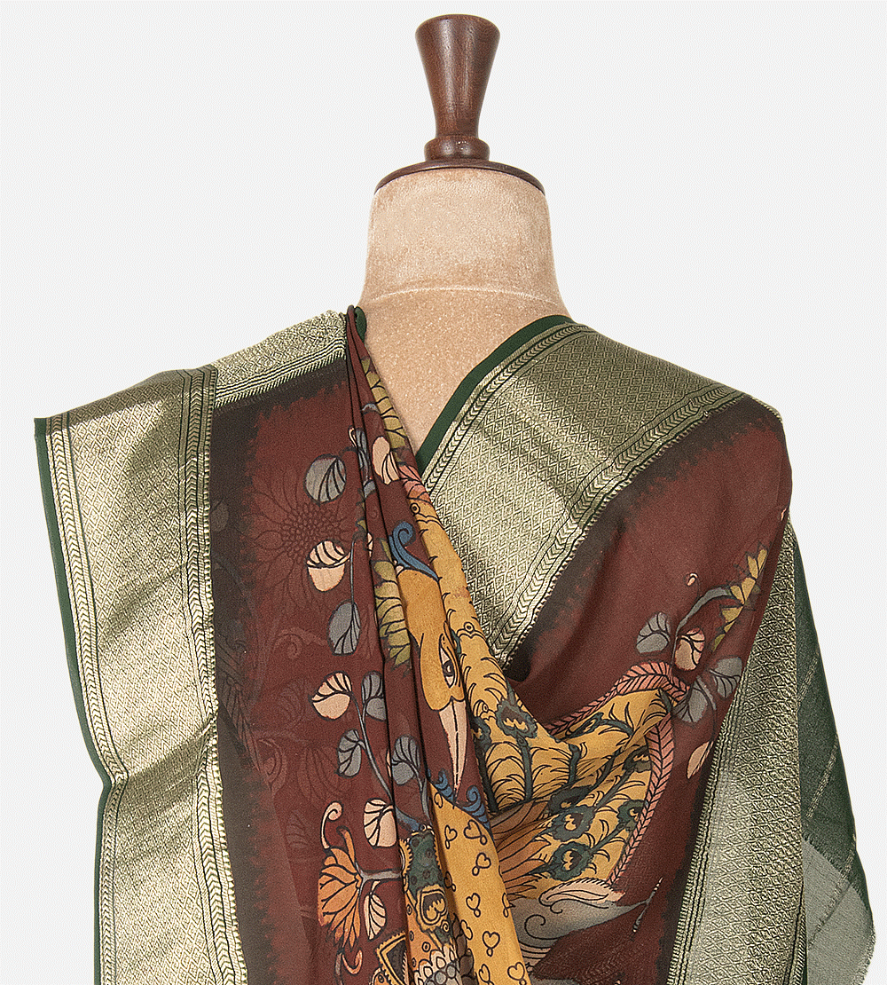 Green Mysore Crepe Saree