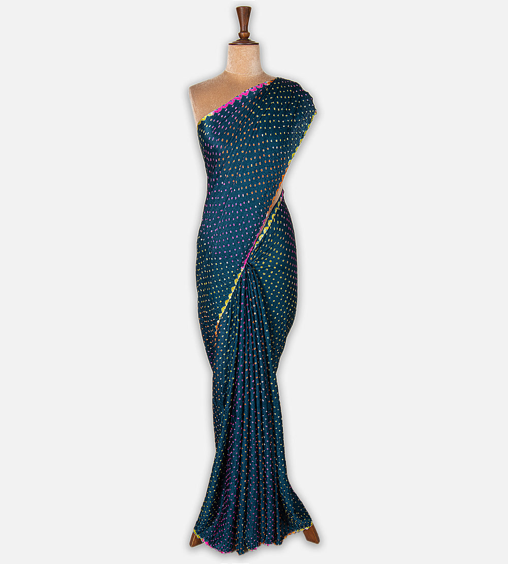 Blue Gajji Silk Bandhani Saree