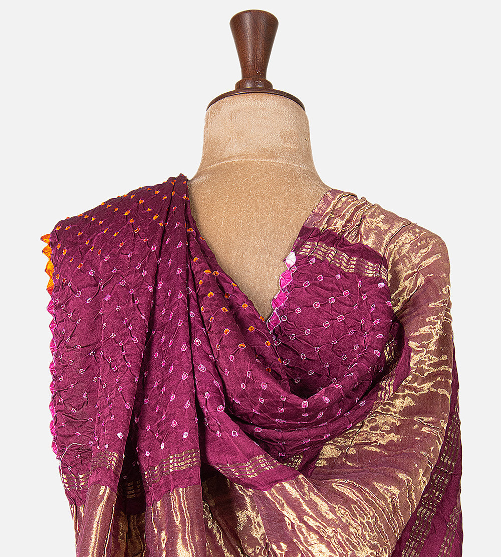 Pink Gajji Silk Bandhani Saree