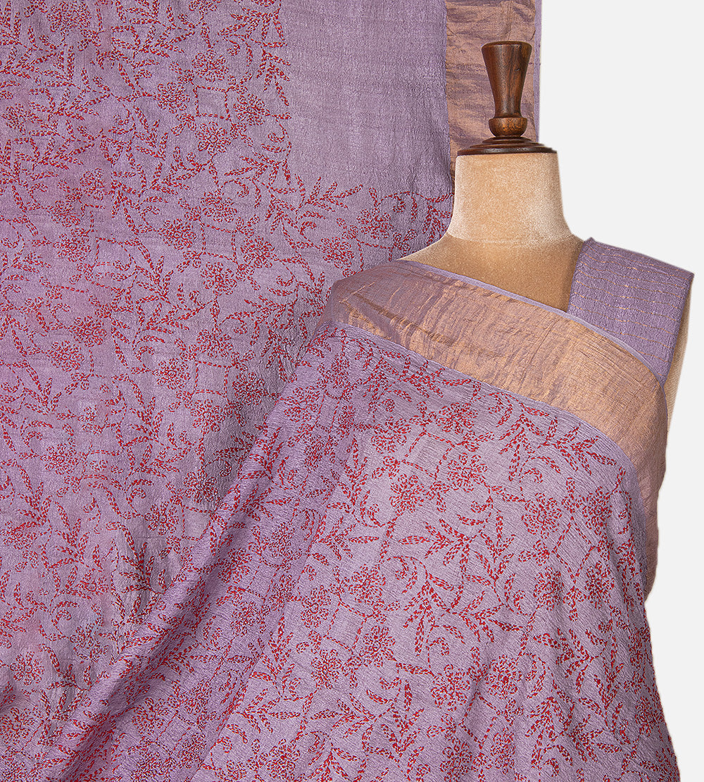 Lavender Tussar Bandhani Saree