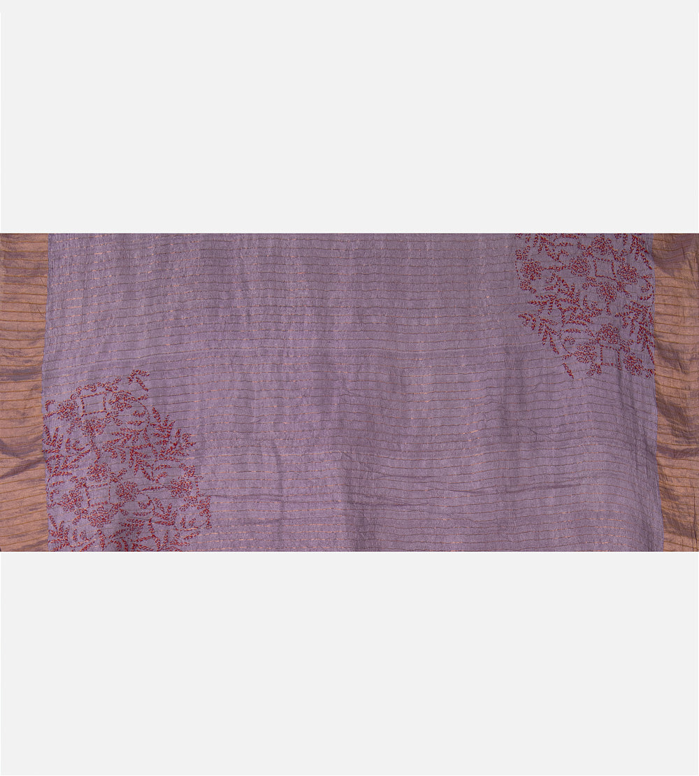 Lavender Tussar Bandhani Saree