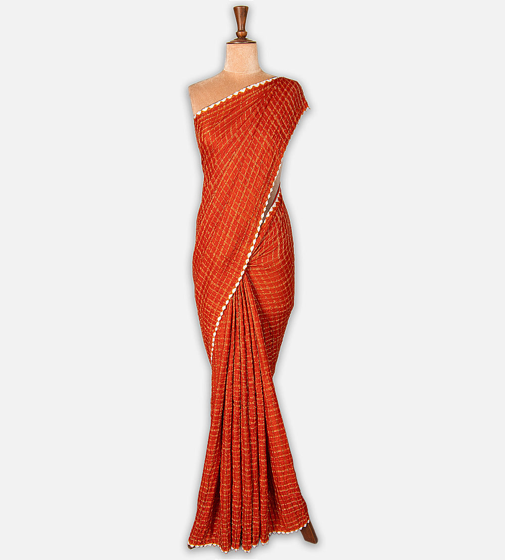 Orange Gajji Silk Bandhani Saree
