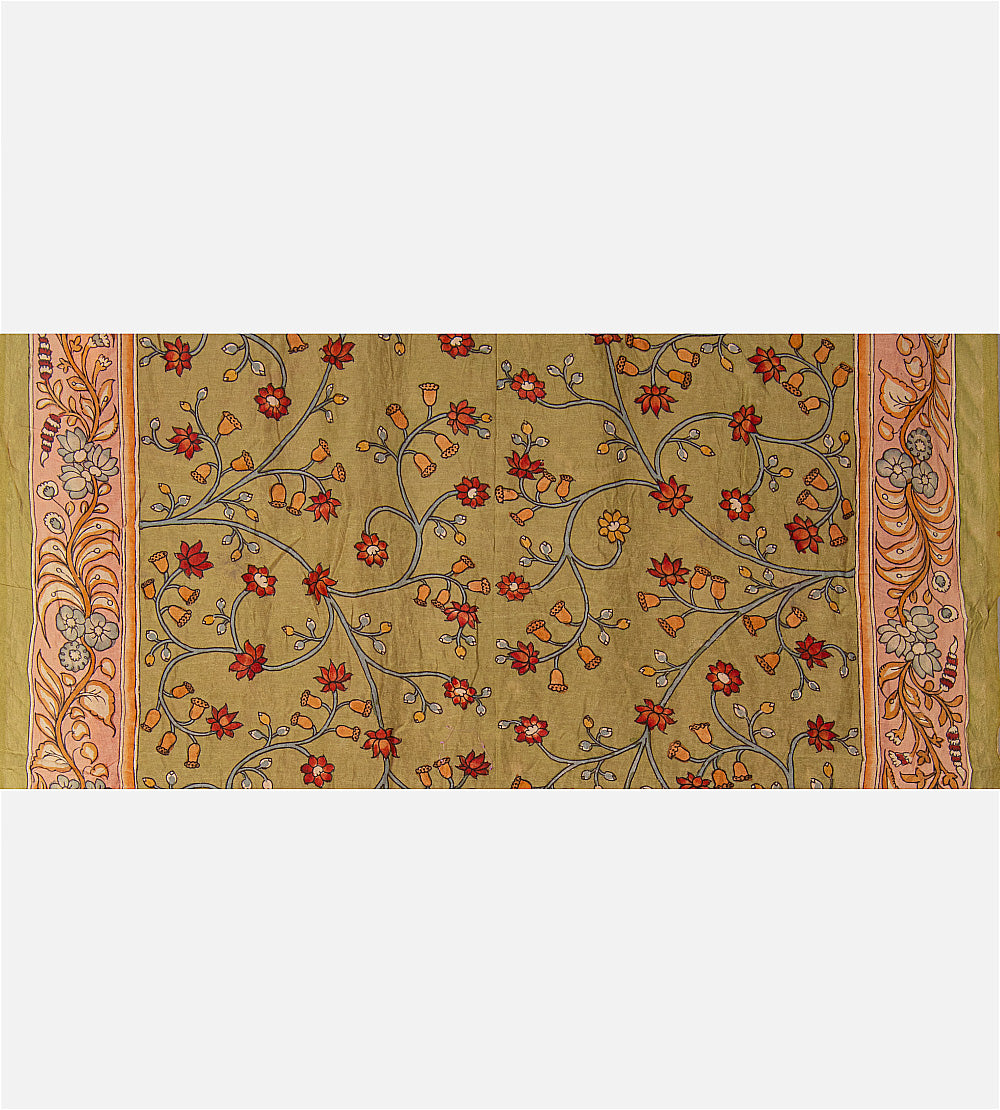 Purple Bandhani Tussar Kalamkari Saree