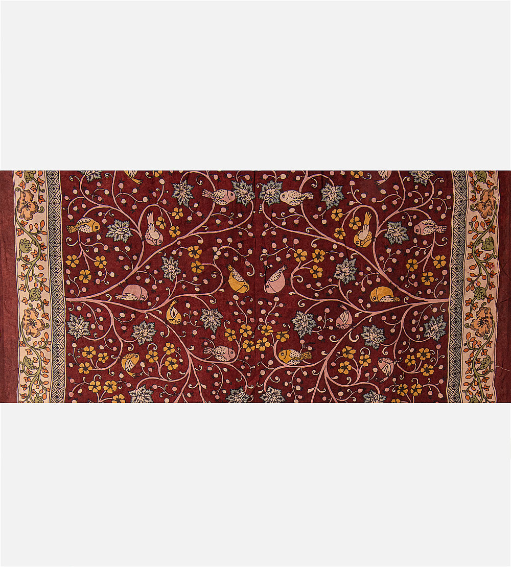 Blue Bandhani Tussar Kalamkari Saree