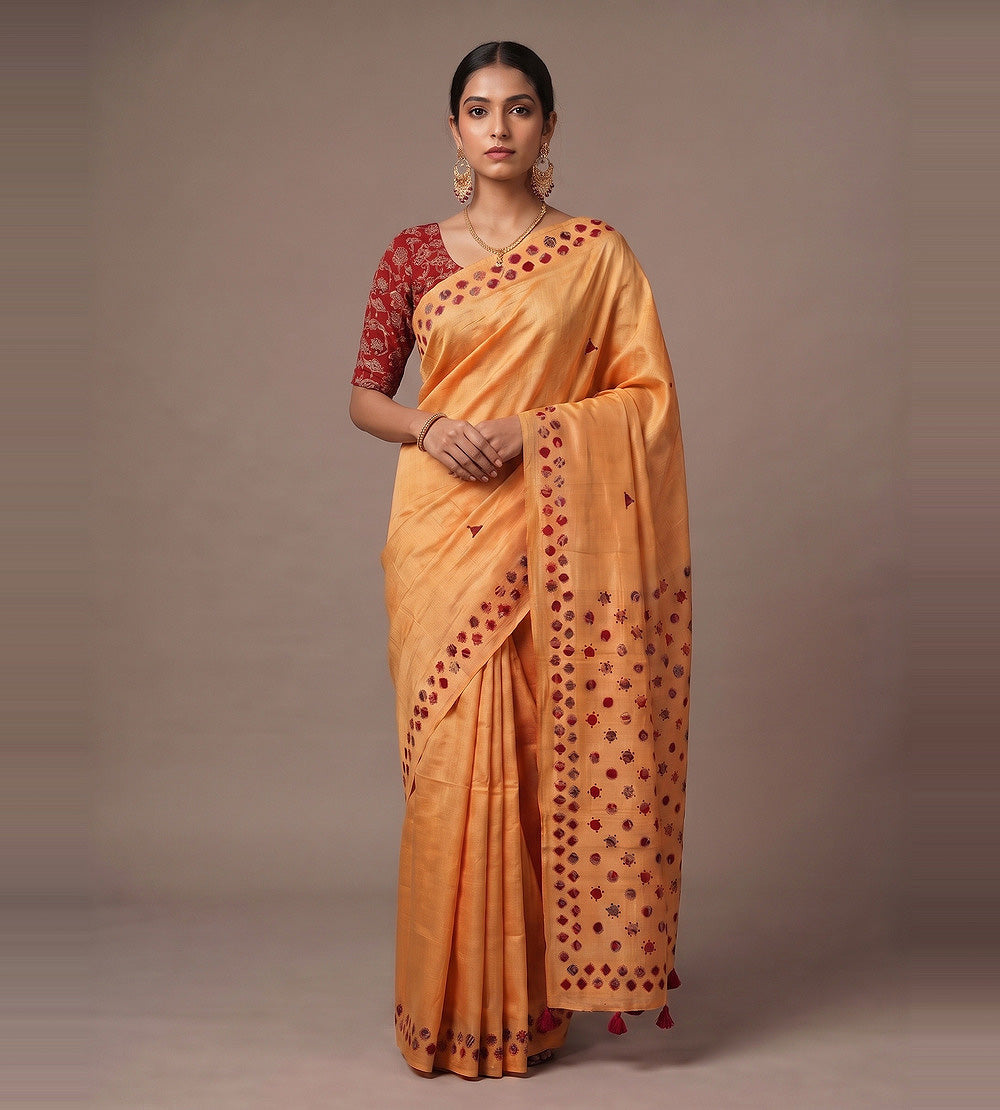 Pale Orange Tussar Saree