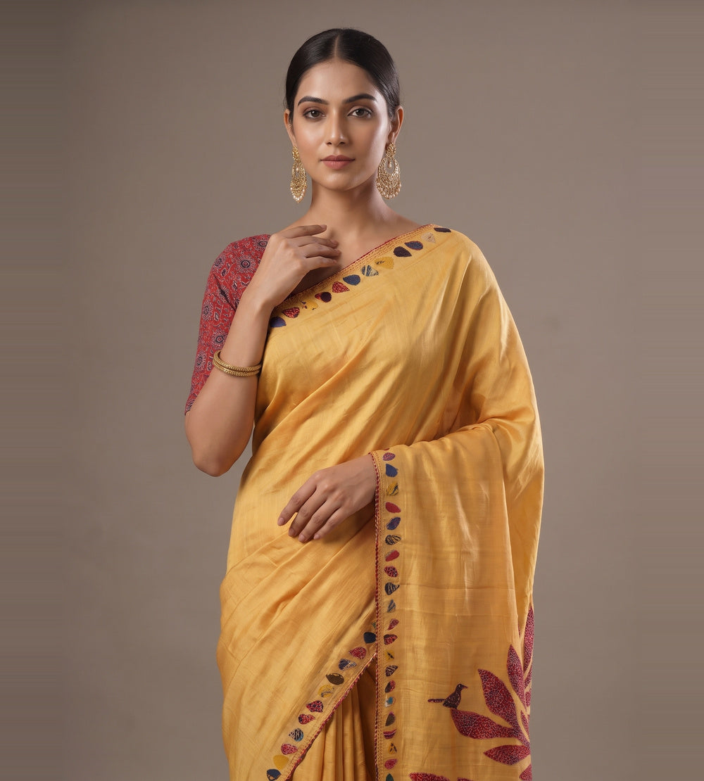Yellow Tussar Saree