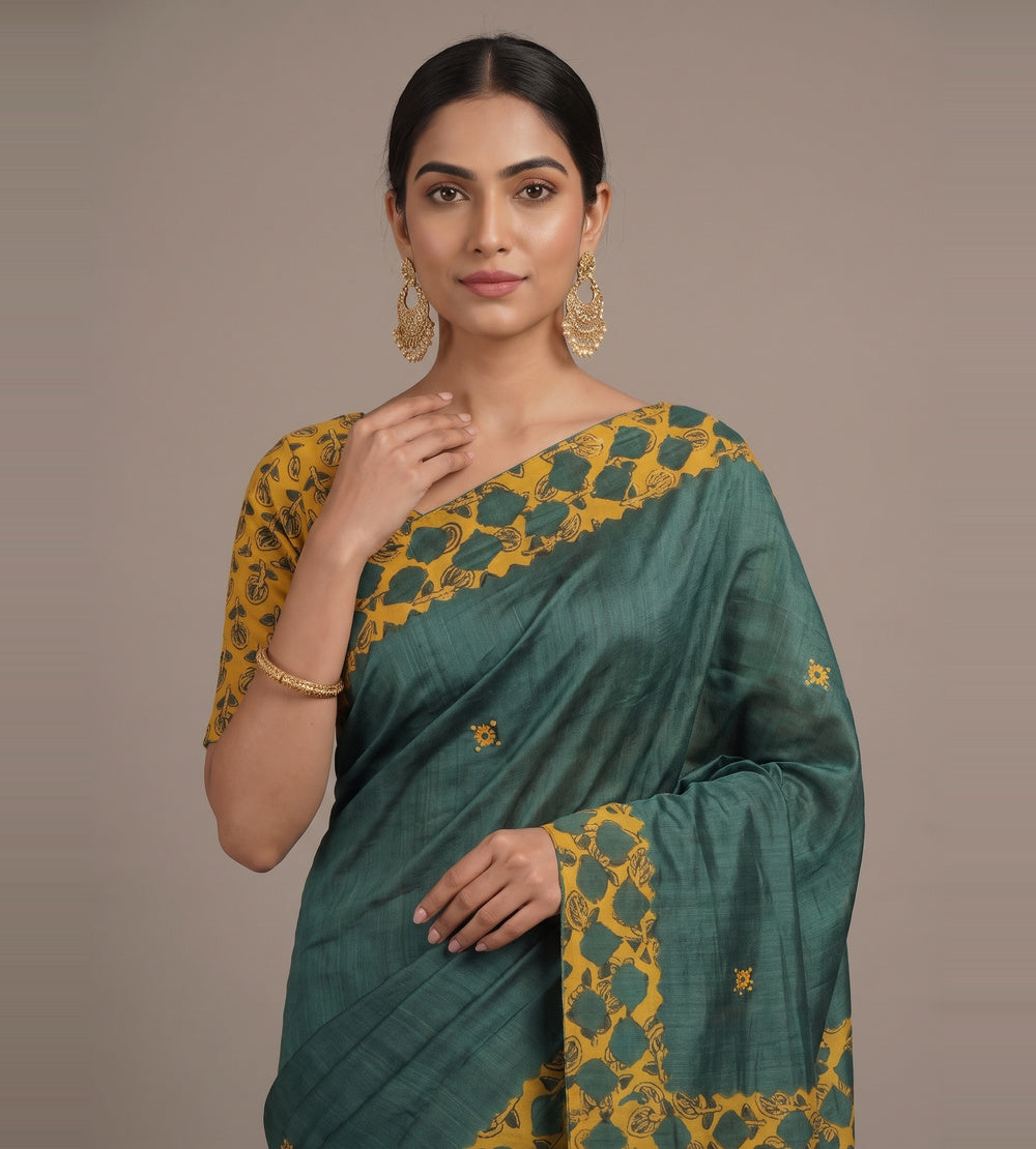 Green Tussar Saree