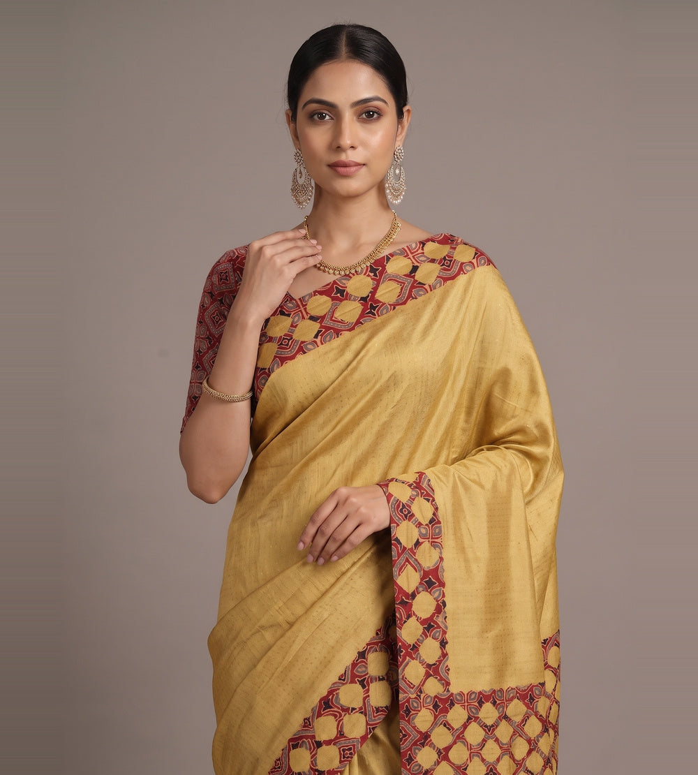 Light Yellow Tussar Saree