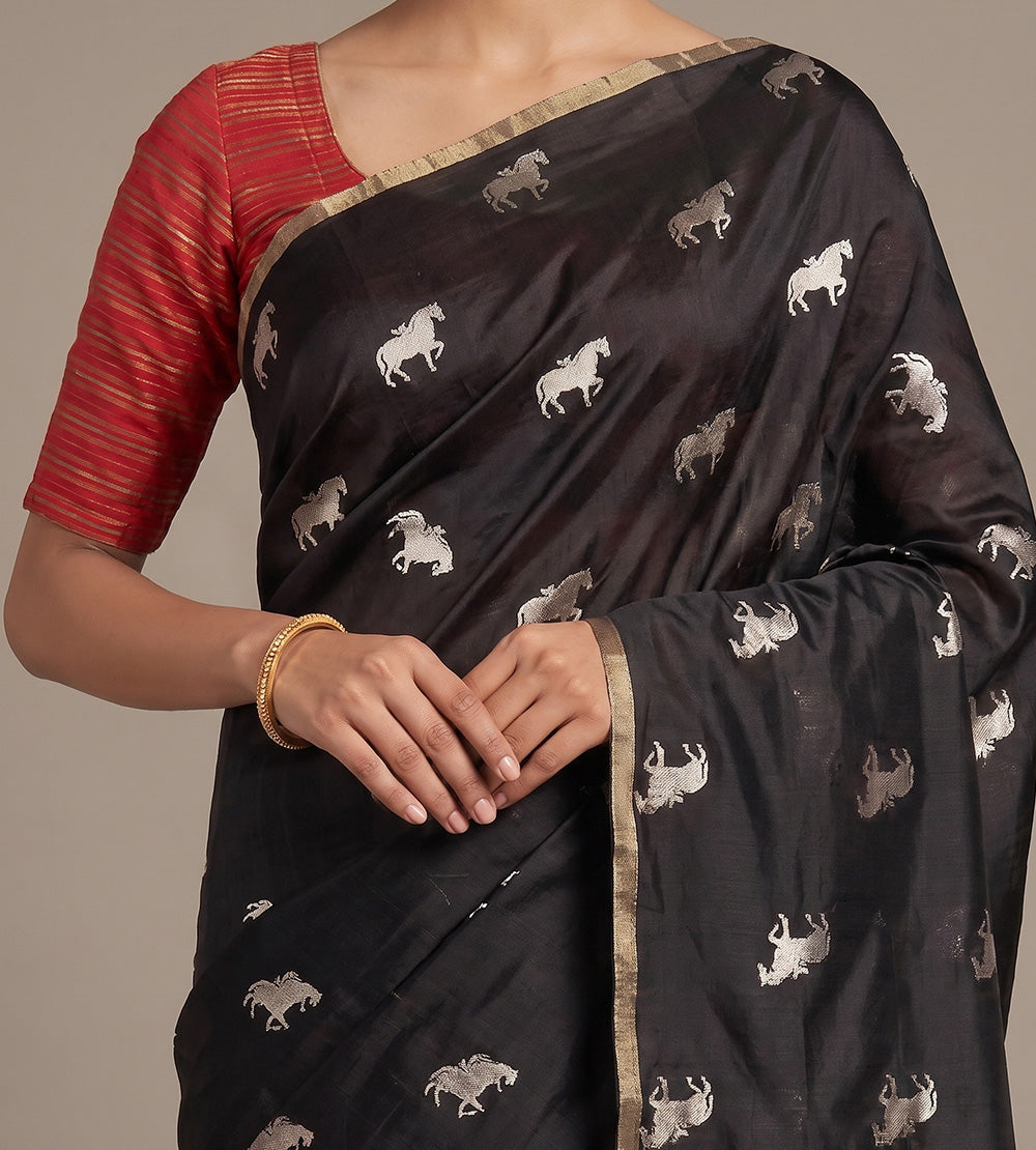 Black Chaniya Silk Saree