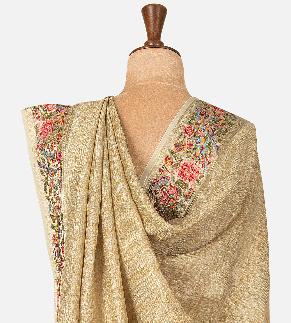 Beige Banarasi Georgette Saree