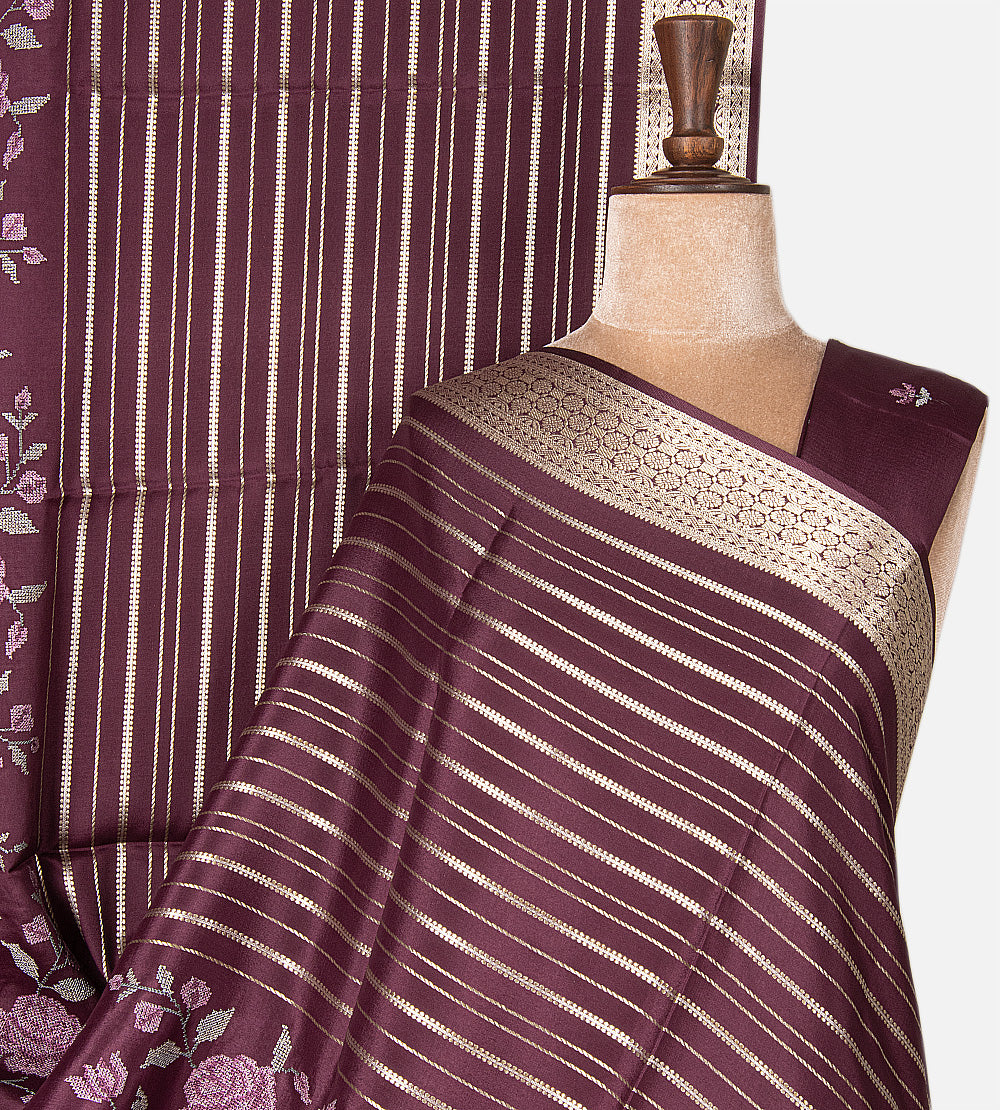 Deep Maroon Mysore Crepe Saree