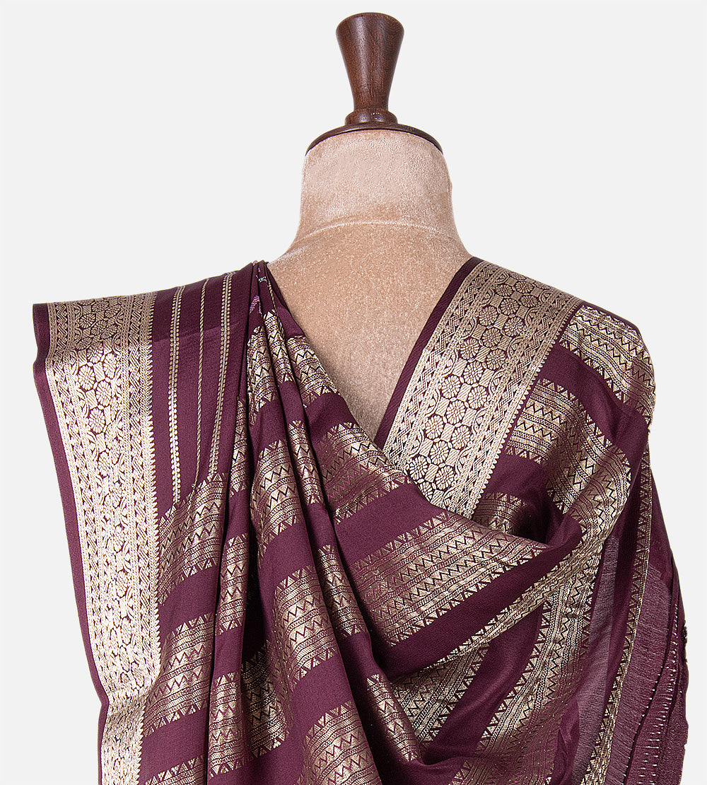 Deep Maroon Mysore Crepe Saree