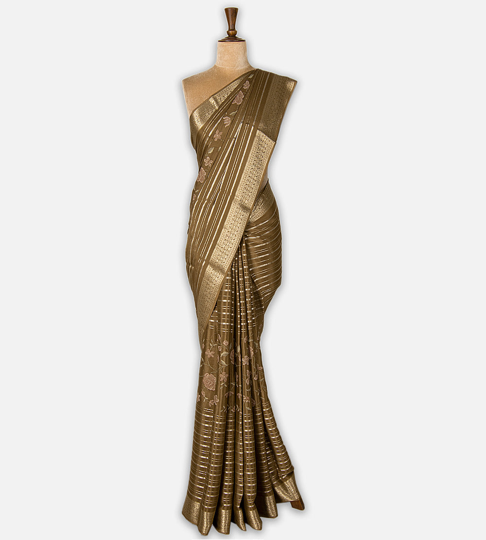 Beige Mysore Silk Saree
