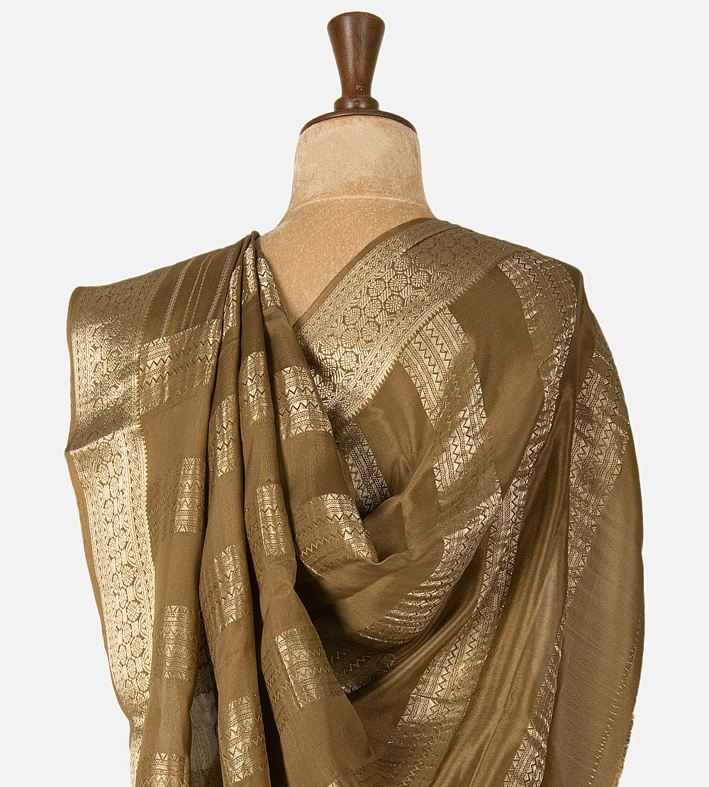 Beige Mysore Silk Saree