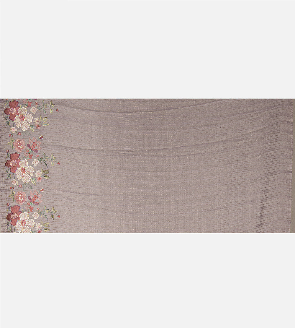 Greyish-mauve georgette saree