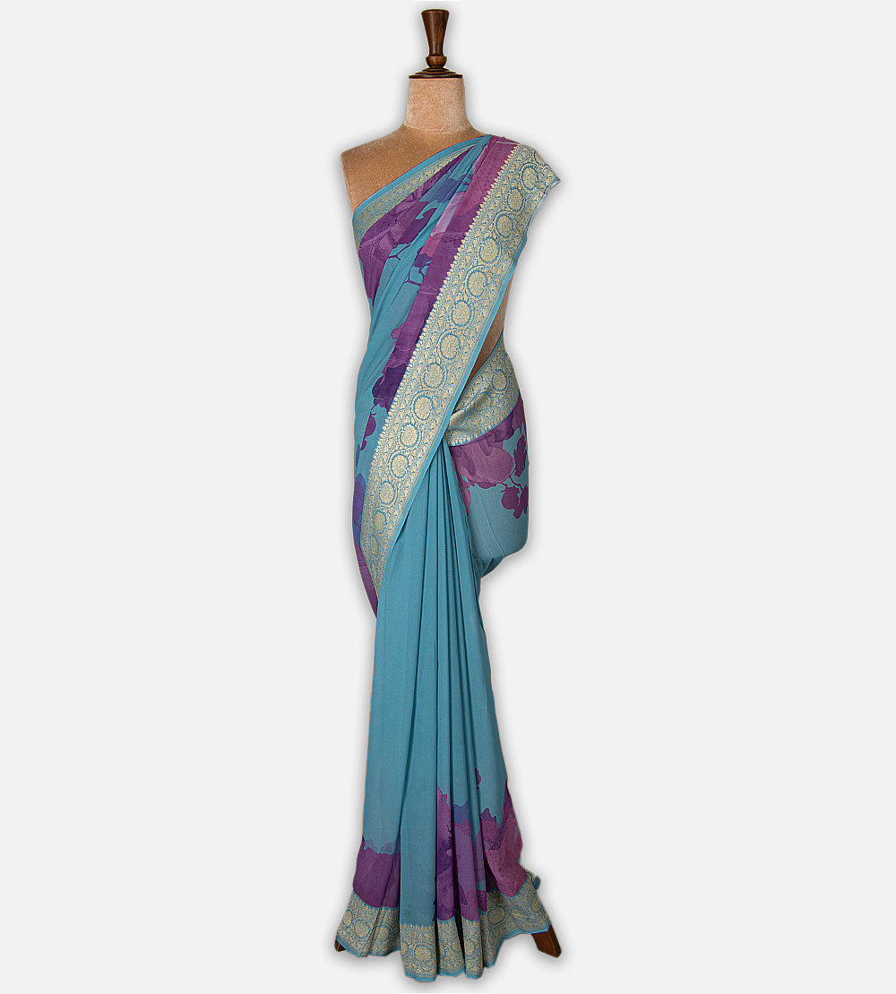 Blue Georgette Saree
