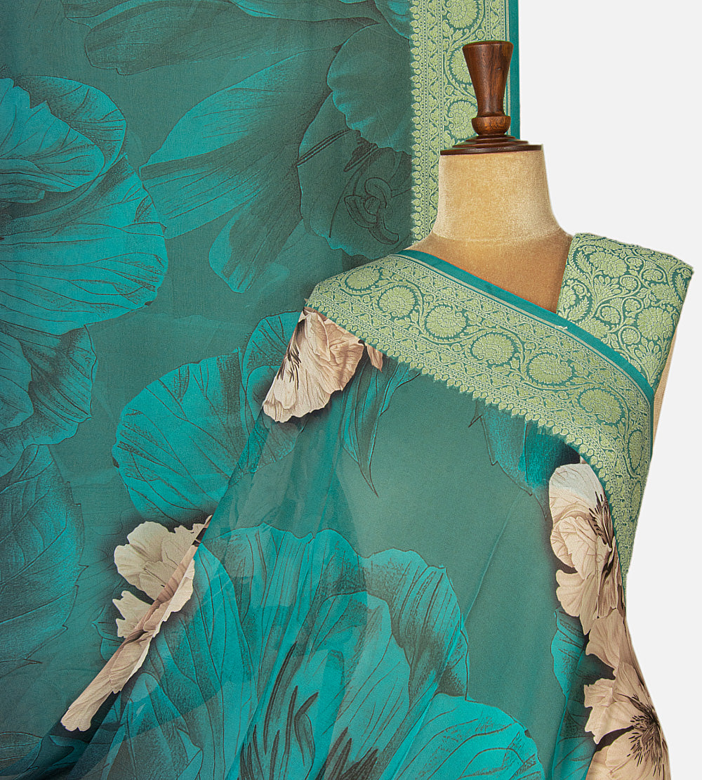 Blue Georgette Saree