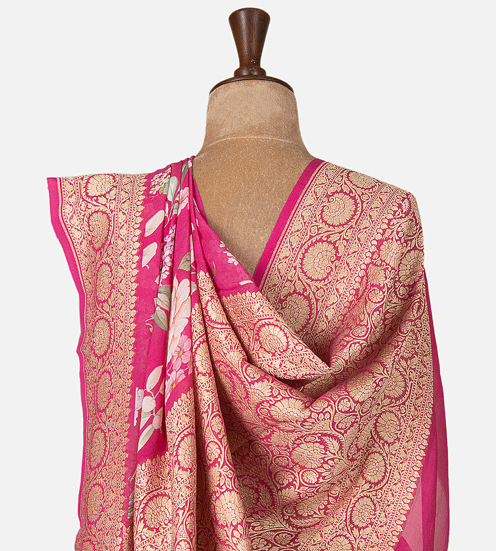 Pink Georgette Saree