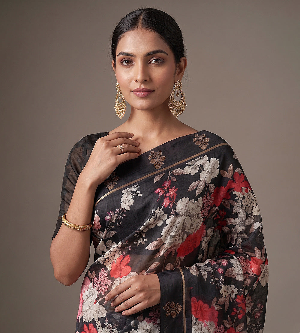 Black Tussar Saree