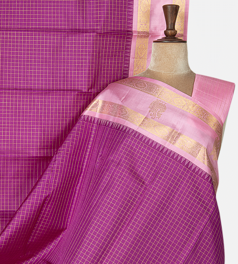 Bright Purple Kanchipuram Silk Saree
