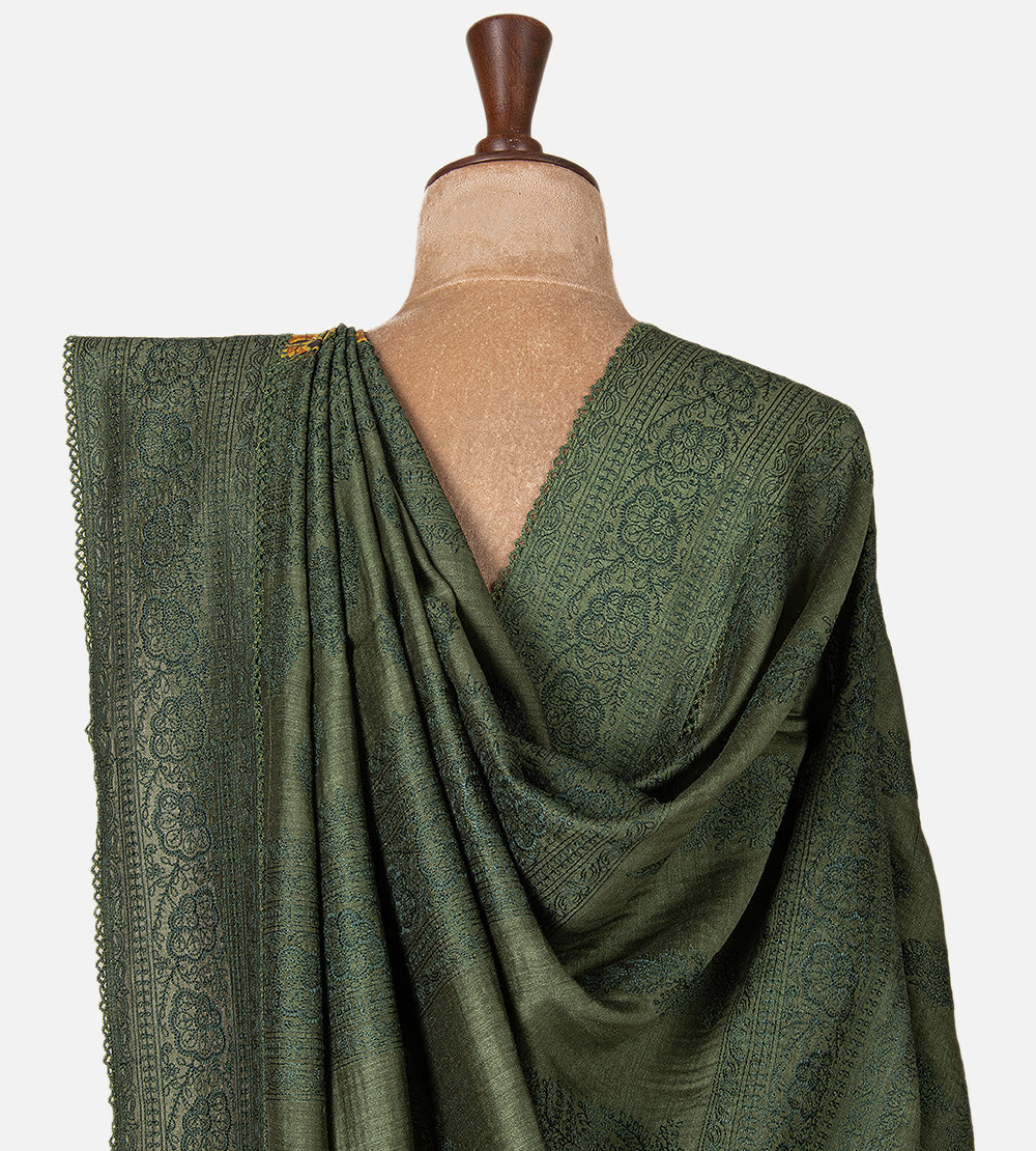 Yellow Tussar Ajrakh Printed Saree