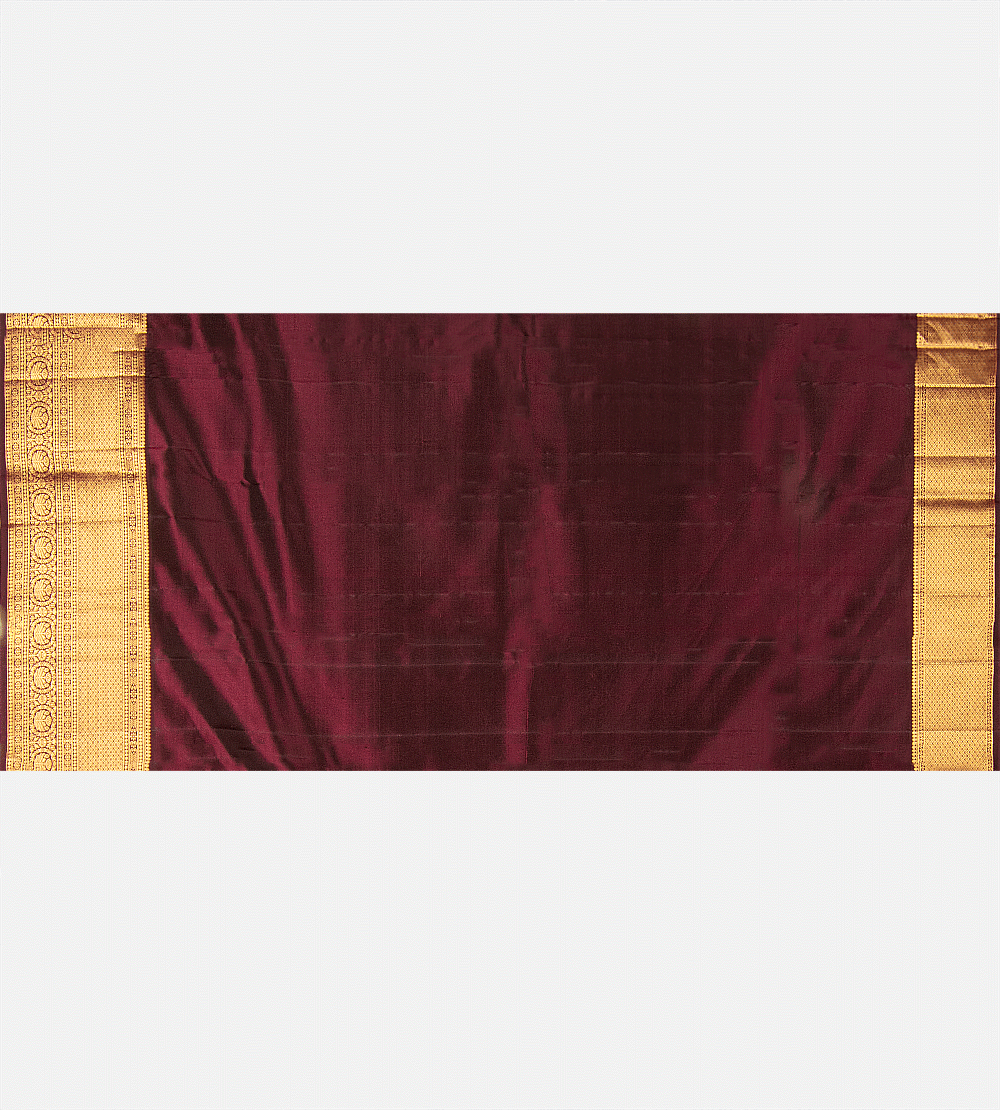 Brown And Maroon Kanchipuram Silk Saree