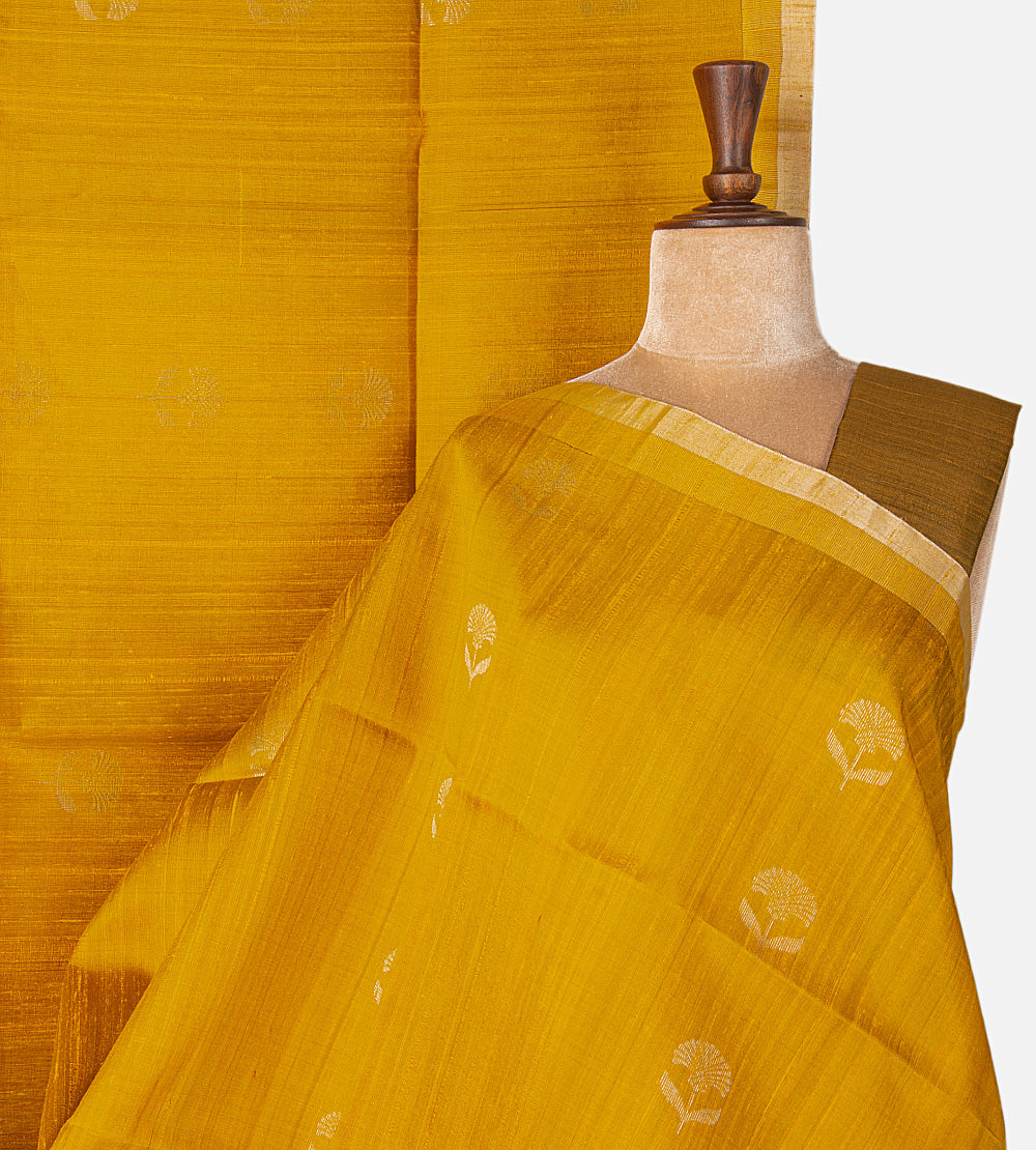 Yellow Raw Silk Saree