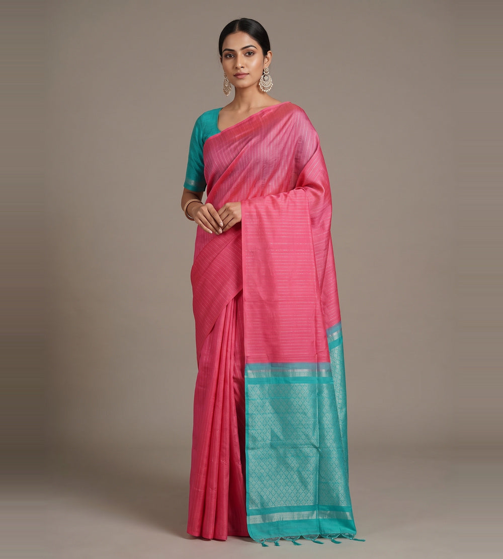 Pink Raw Silk Saree