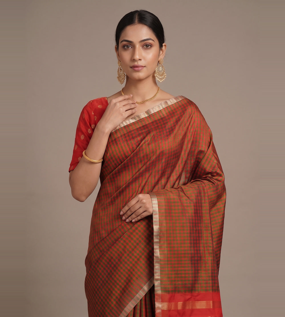 Multicolour Raw Silk Saree