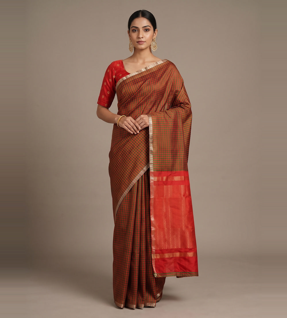 Multicolour Raw Silk Saree