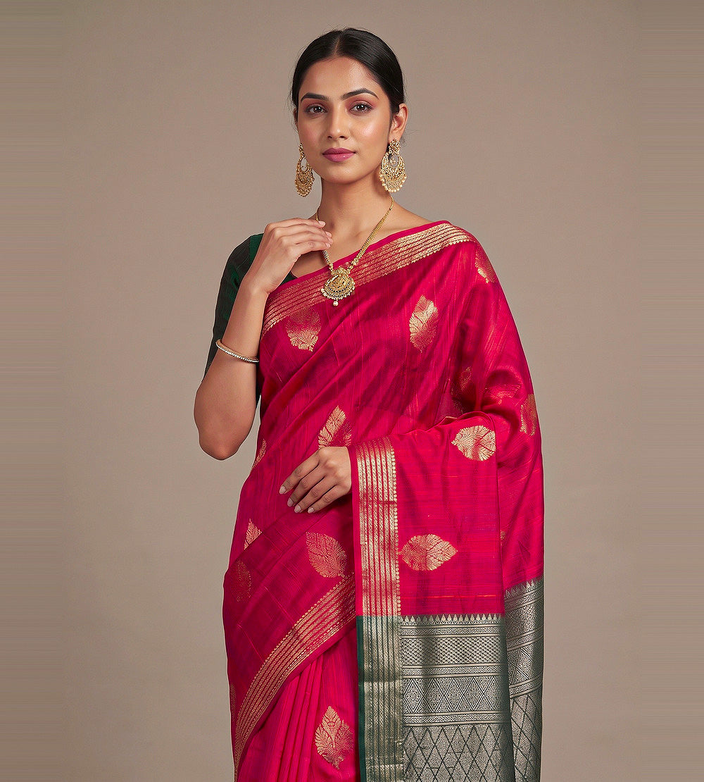 Pink Raw Silk Saree