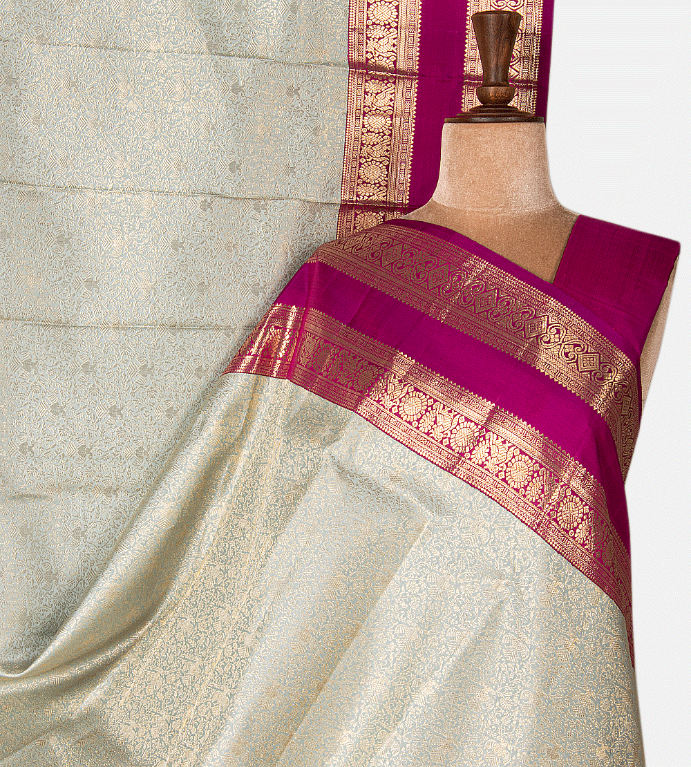 Powder Blue Kanchipuram Silk Saree
